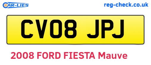 CV08JPJ are the vehicle registration plates.