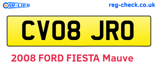 CV08JRO are the vehicle registration plates.