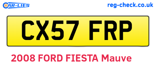 CX57FRP are the vehicle registration plates.