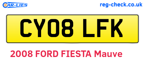 CY08LFK are the vehicle registration plates.