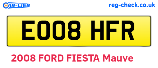 EO08HFR are the vehicle registration plates.