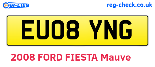 EU08YNG are the vehicle registration plates.