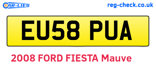 EU58PUA are the vehicle registration plates.