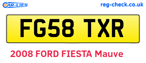 FG58TXR are the vehicle registration plates.