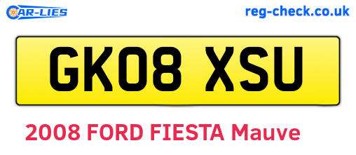 GK08XSU are the vehicle registration plates.