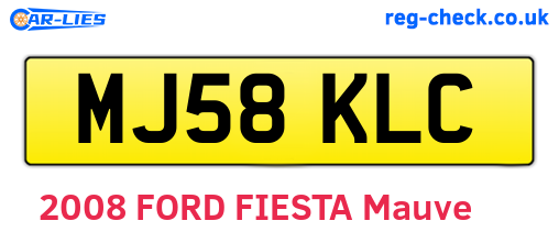 MJ58KLC are the vehicle registration plates.