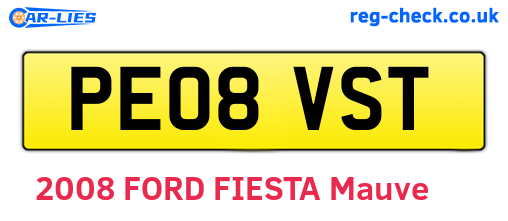 PE08VST are the vehicle registration plates.