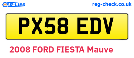 PX58EDV are the vehicle registration plates.
