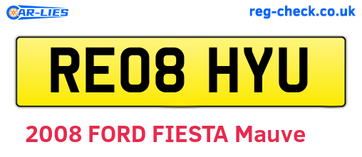 RE08HYU are the vehicle registration plates.