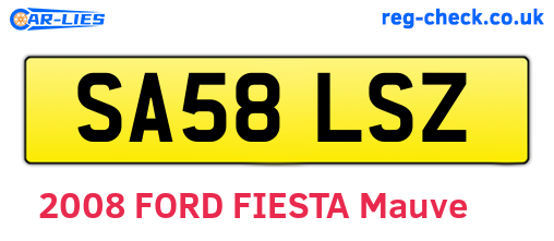 SA58LSZ are the vehicle registration plates.