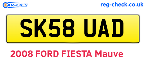 SK58UAD are the vehicle registration plates.