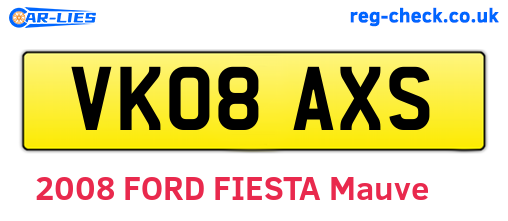 VK08AXS are the vehicle registration plates.