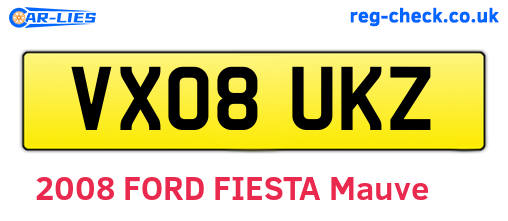 VX08UKZ are the vehicle registration plates.