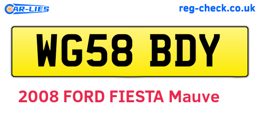 WG58BDY are the vehicle registration plates.