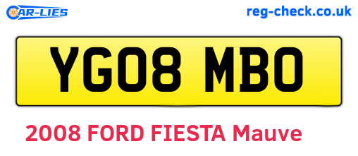 YG08MBO are the vehicle registration plates.