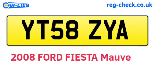 YT58ZYA are the vehicle registration plates.
