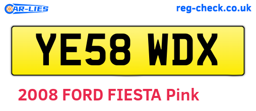 YE58WDX are the vehicle registration plates.