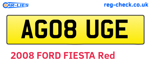 AG08UGE are the vehicle registration plates.