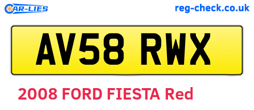 AV58RWX are the vehicle registration plates.