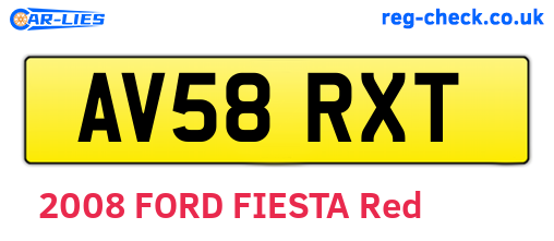 AV58RXT are the vehicle registration plates.