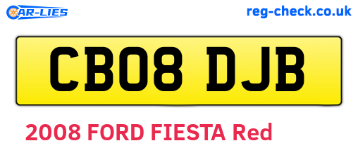 CB08DJB are the vehicle registration plates.