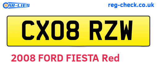 CX08RZW are the vehicle registration plates.