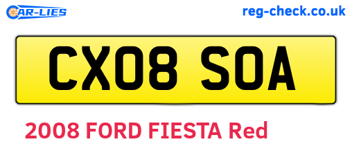CX08SOA are the vehicle registration plates.