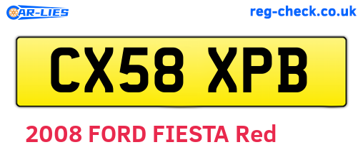 CX58XPB are the vehicle registration plates.