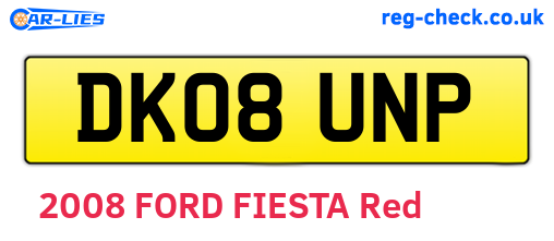 DK08UNP are the vehicle registration plates.