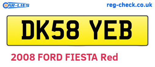 DK58YEB are the vehicle registration plates.