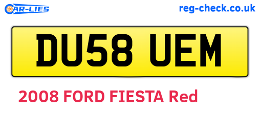 DU58UEM are the vehicle registration plates.