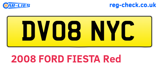 DV08NYC are the vehicle registration plates.