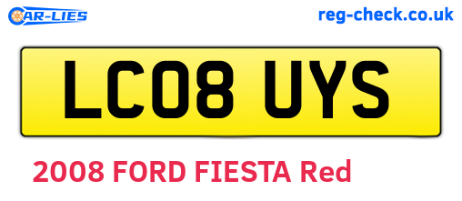 LC08UYS are the vehicle registration plates.
