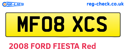 MF08XCS are the vehicle registration plates.