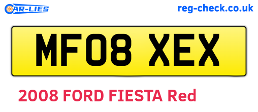 MF08XEX are the vehicle registration plates.