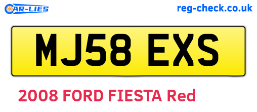 MJ58EXS are the vehicle registration plates.