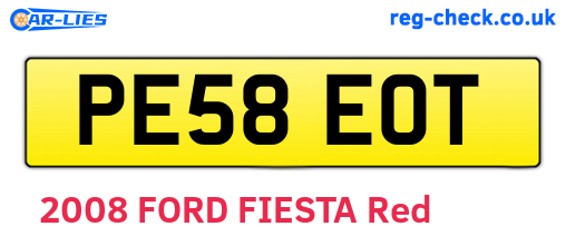 PE58EOT are the vehicle registration plates.