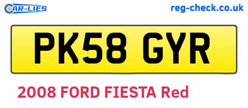 PK58GYR are the vehicle registration plates.