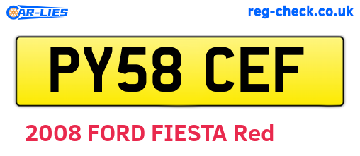 PY58CEF are the vehicle registration plates.