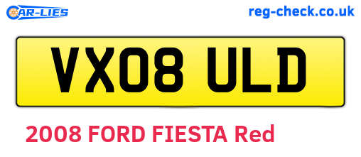 VX08ULD are the vehicle registration plates.