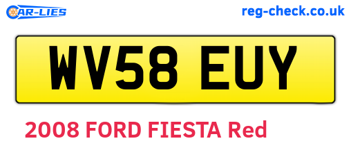 WV58EUY are the vehicle registration plates.