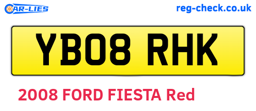 YB08RHK are the vehicle registration plates.