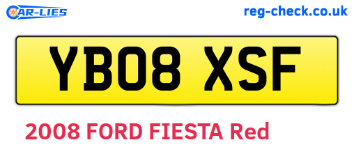 YB08XSF are the vehicle registration plates.