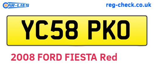 YC58PKO are the vehicle registration plates.