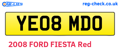 YE08MDO are the vehicle registration plates.