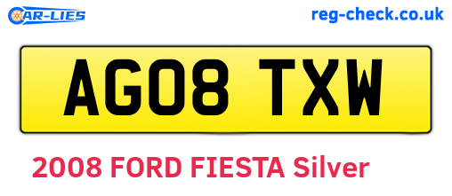 AG08TXW are the vehicle registration plates.