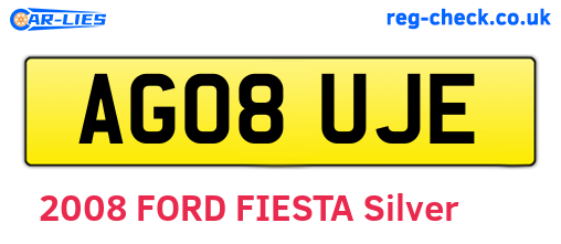 AG08UJE are the vehicle registration plates.