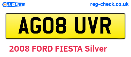 AG08UVR are the vehicle registration plates.