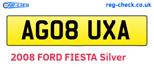 AG08UXA are the vehicle registration plates.