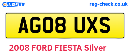AG08UXS are the vehicle registration plates.
